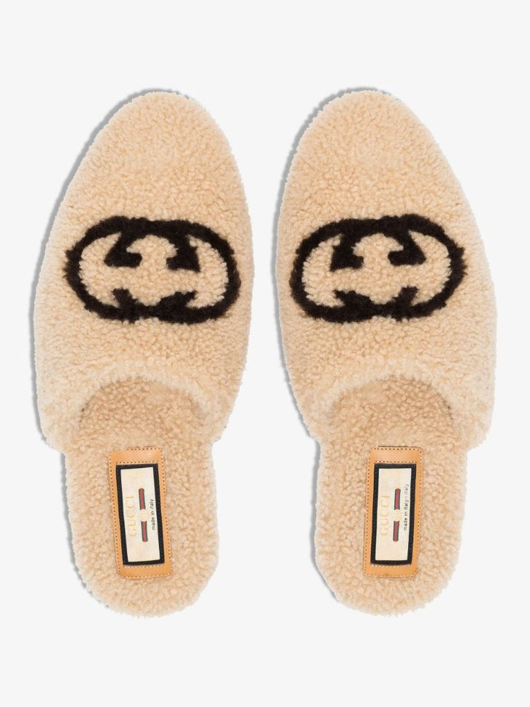 Brown Eileen Gg Shearling Slippers
