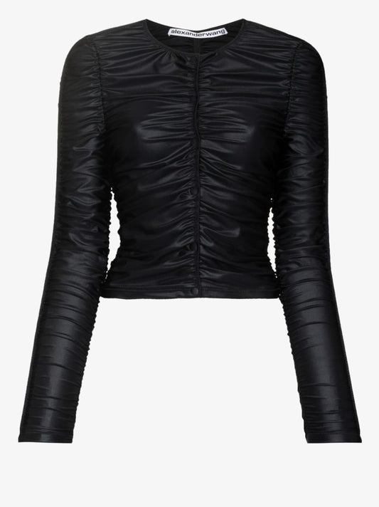 Ruched Button-up Cardigan