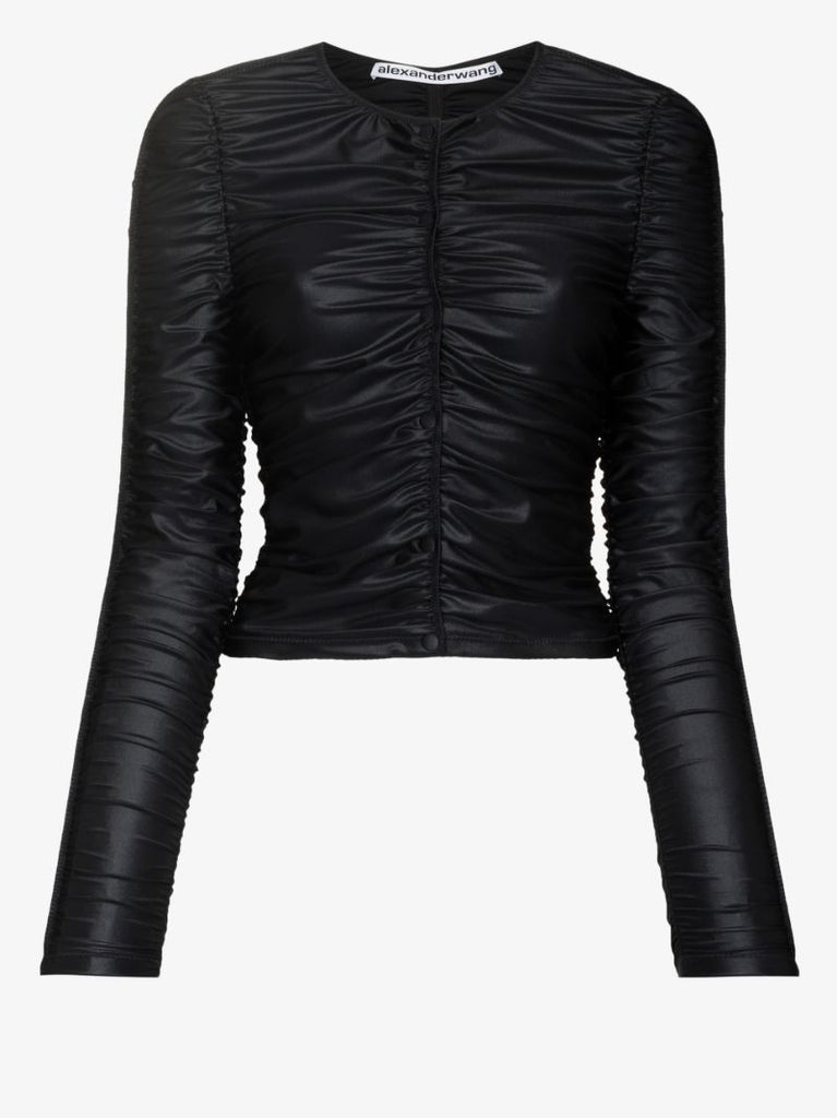 Ruched Button-up Cardigan