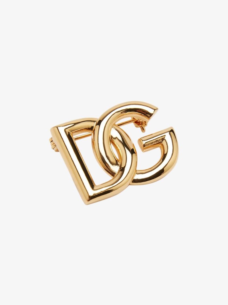 Gold Tone Dg Logo Brooch