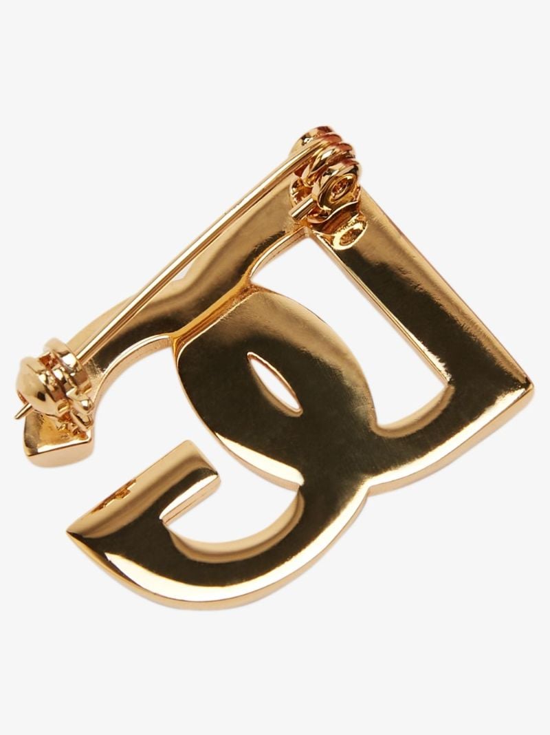 Gold Tone Dg Logo Brooch