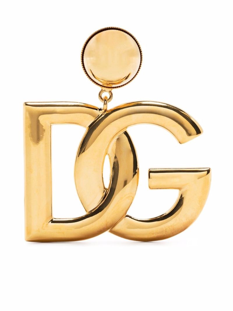 Gold-tone Oversized Logo Clip-on Earrings