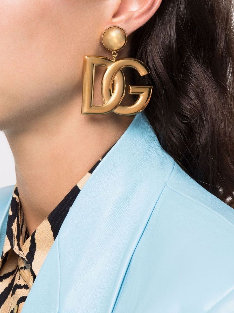 Gold-tone Oversized Logo Clip-on Earrings