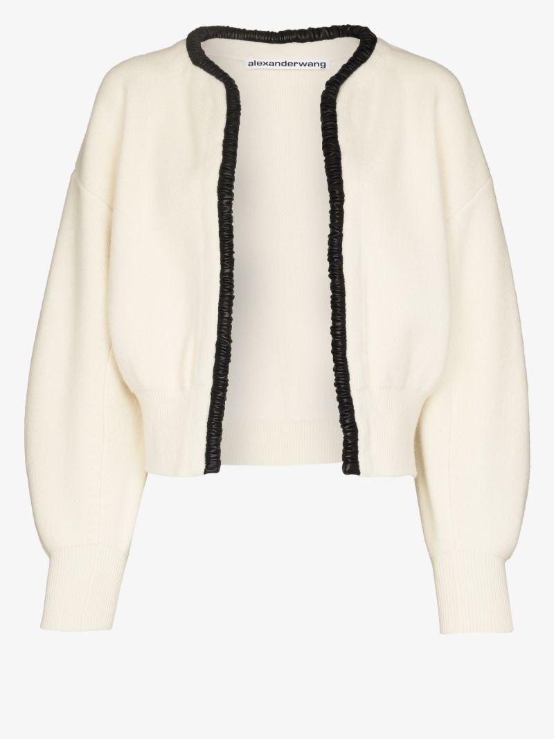 Leather Trim Cardigan