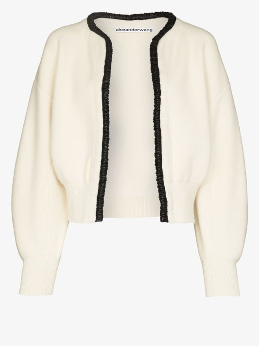 Leather Trim Cardigan