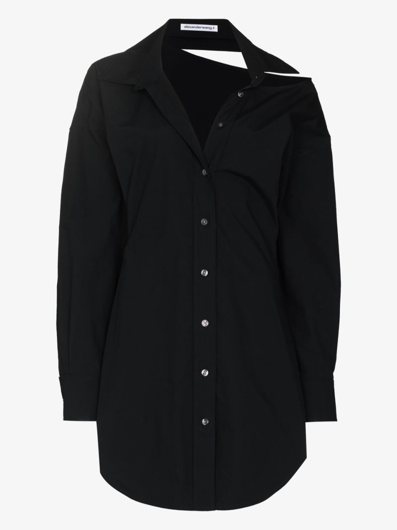 Cutout Shoulder Mini Shirt Dress