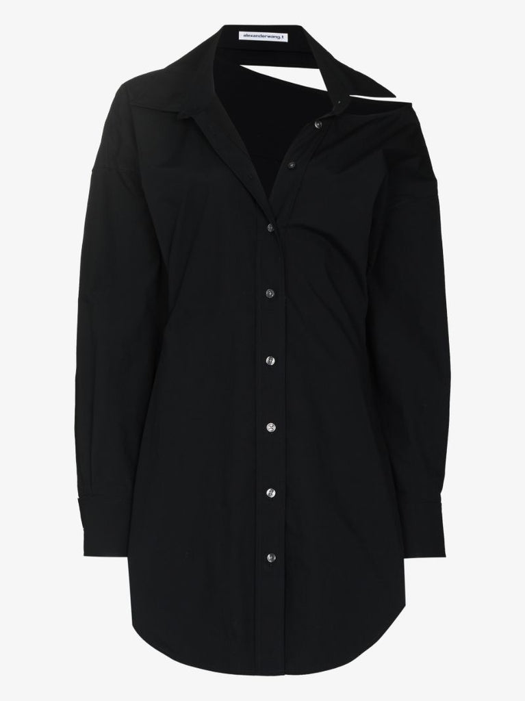 Cutout Shoulder Mini Shirt Dress