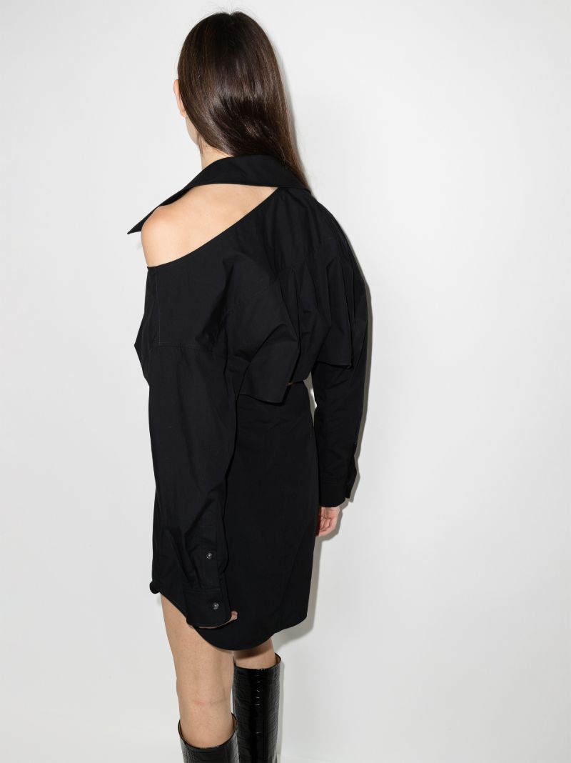 Cutout Shoulder Mini Shirt Dress
