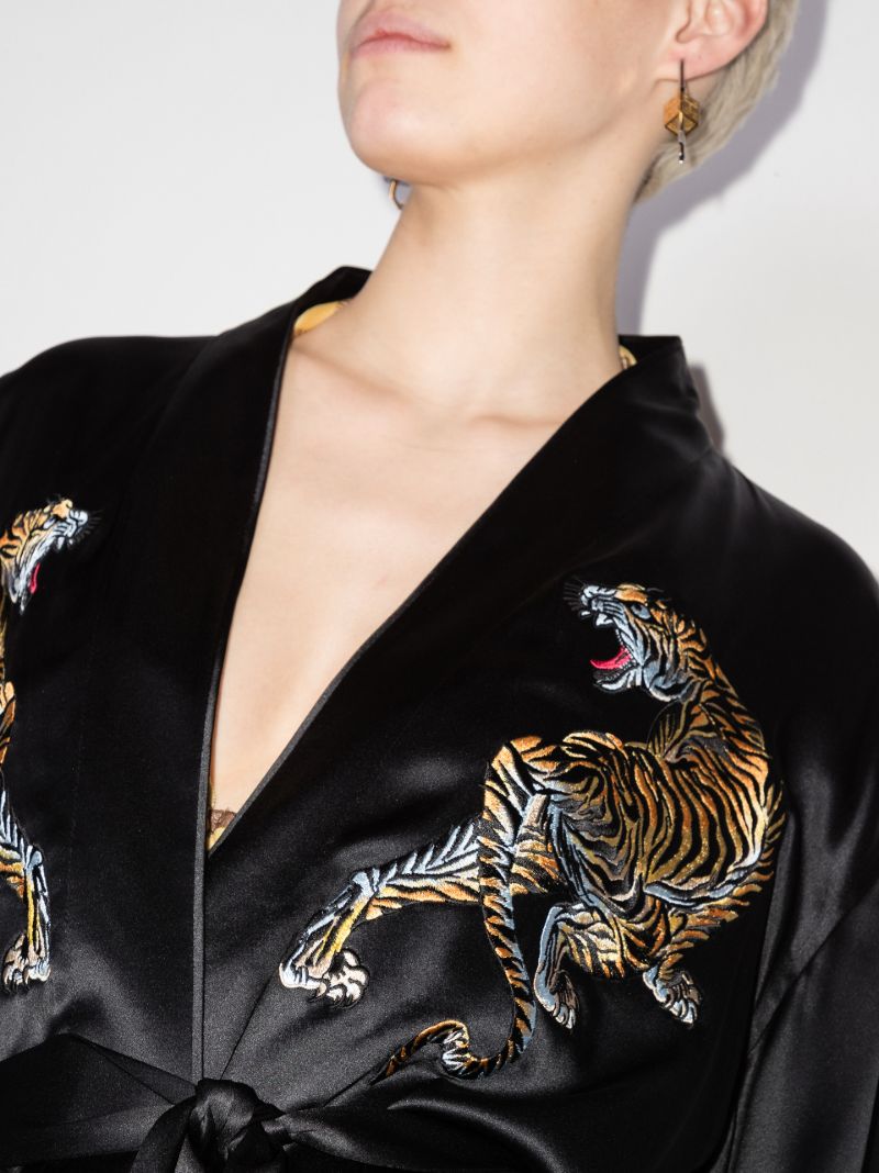 Tiger Embroidered Silk Robe