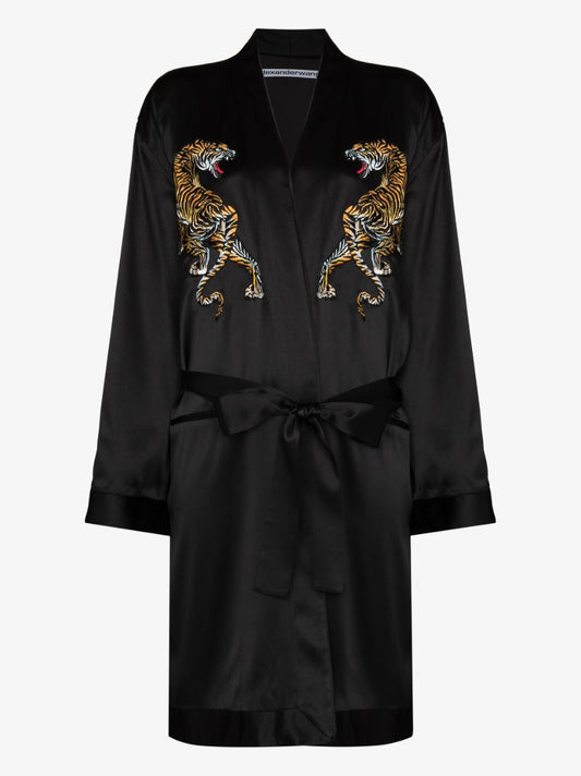 Tiger Embroidered Silk Robe