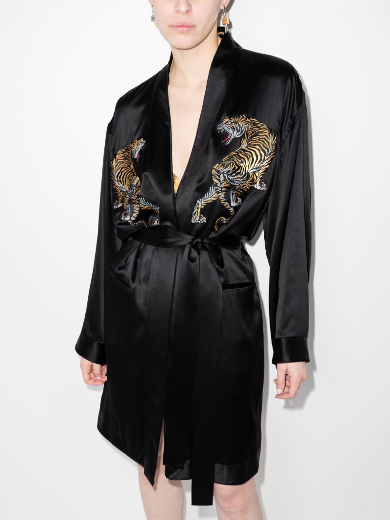 Tiger Embroidered Silk Robe