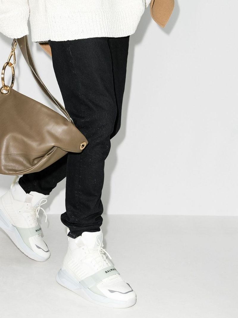 White Bball High Top Leather Sneakers