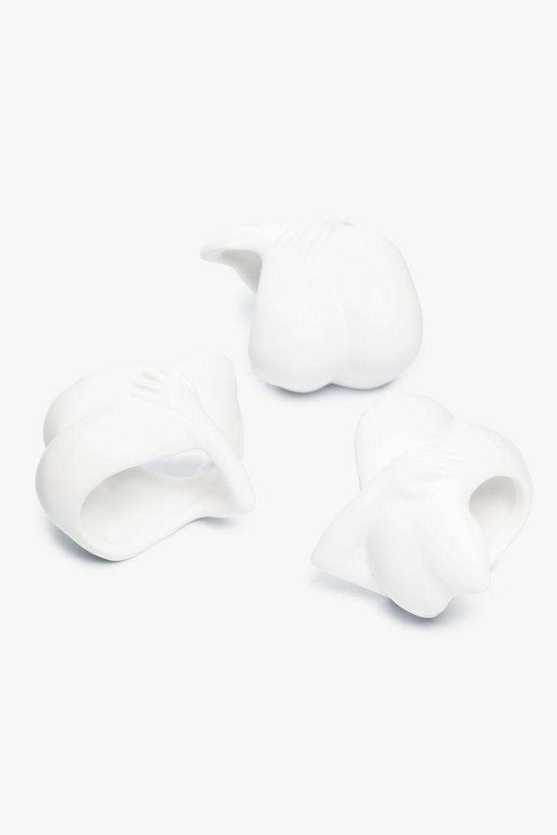 White Body Earthenware Napkin Ring Set