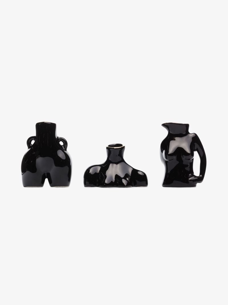 Black Mini Icons Earthenware Vase Set