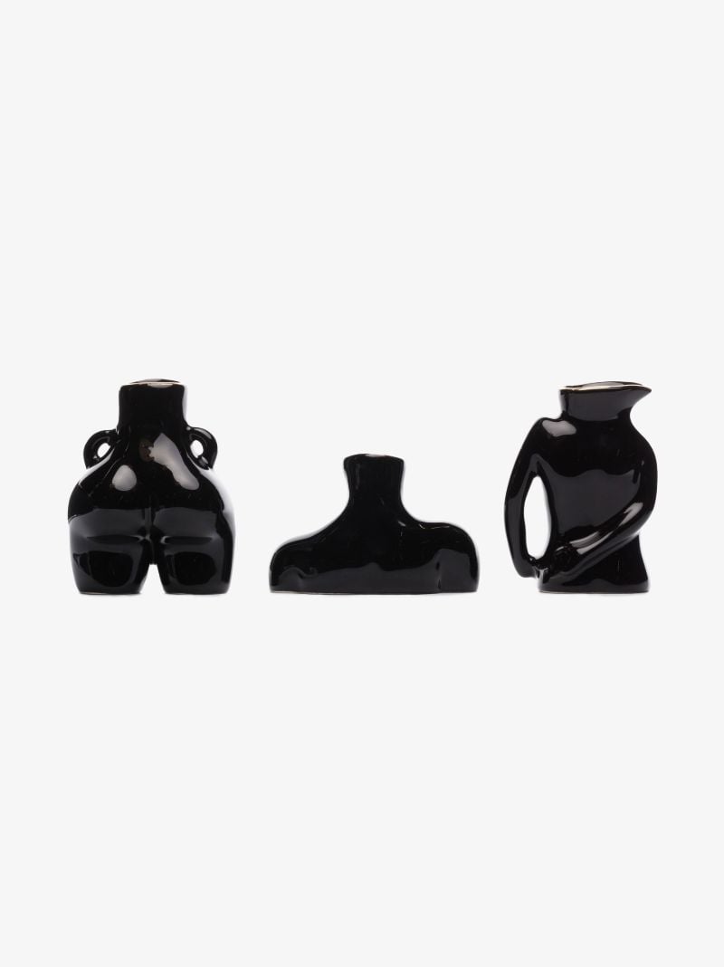 Black Mini Icons Earthenware Vase Set