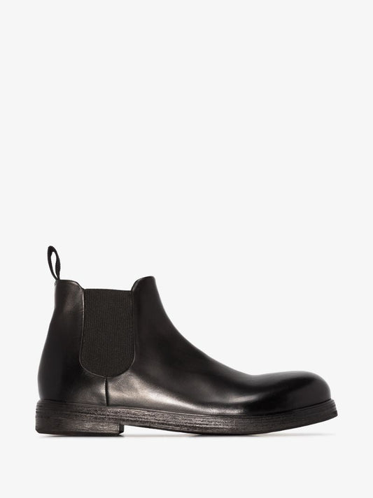 Black Zucca Zeppa Leather Ankle Boots