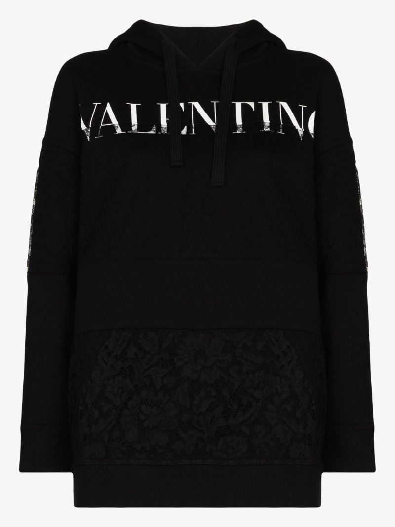 Logo Lace Cotton Hoodie