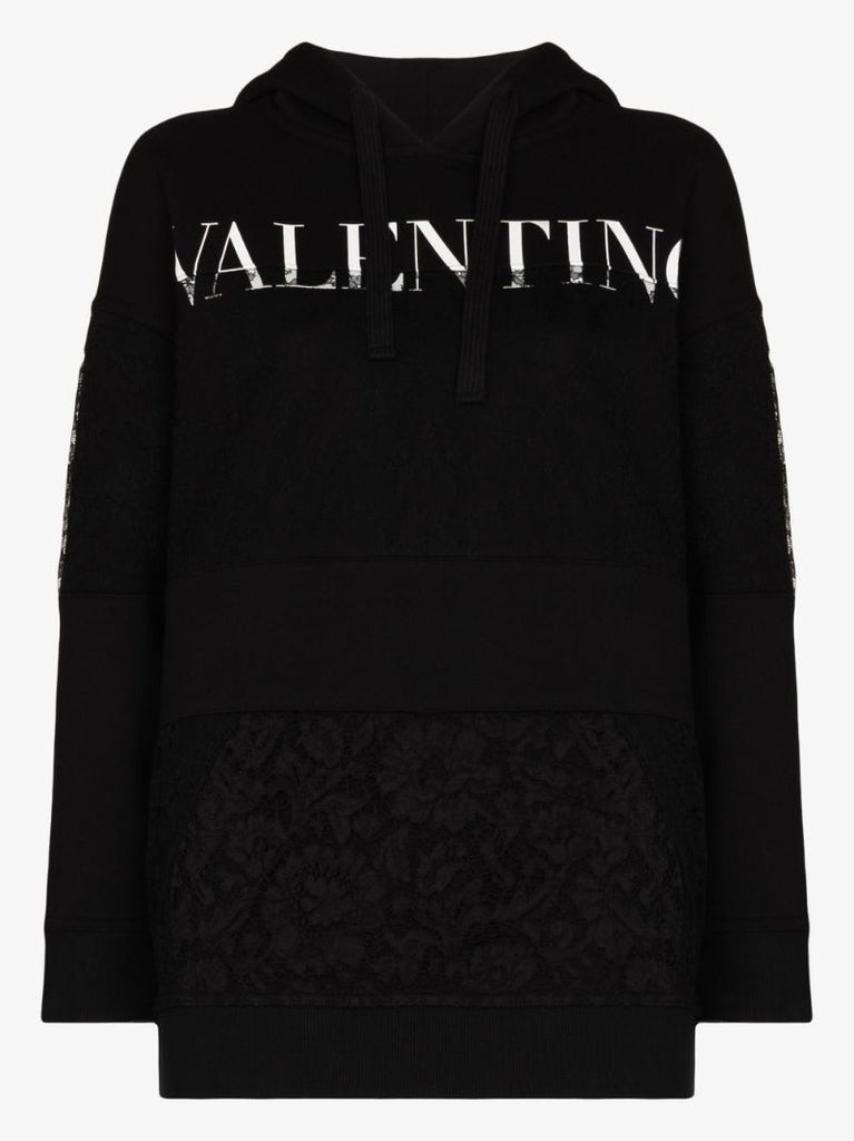 Logo Lace Cotton Hoodie