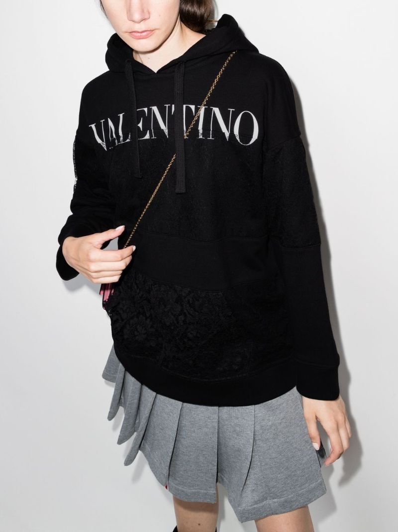 Logo Lace Cotton Hoodie