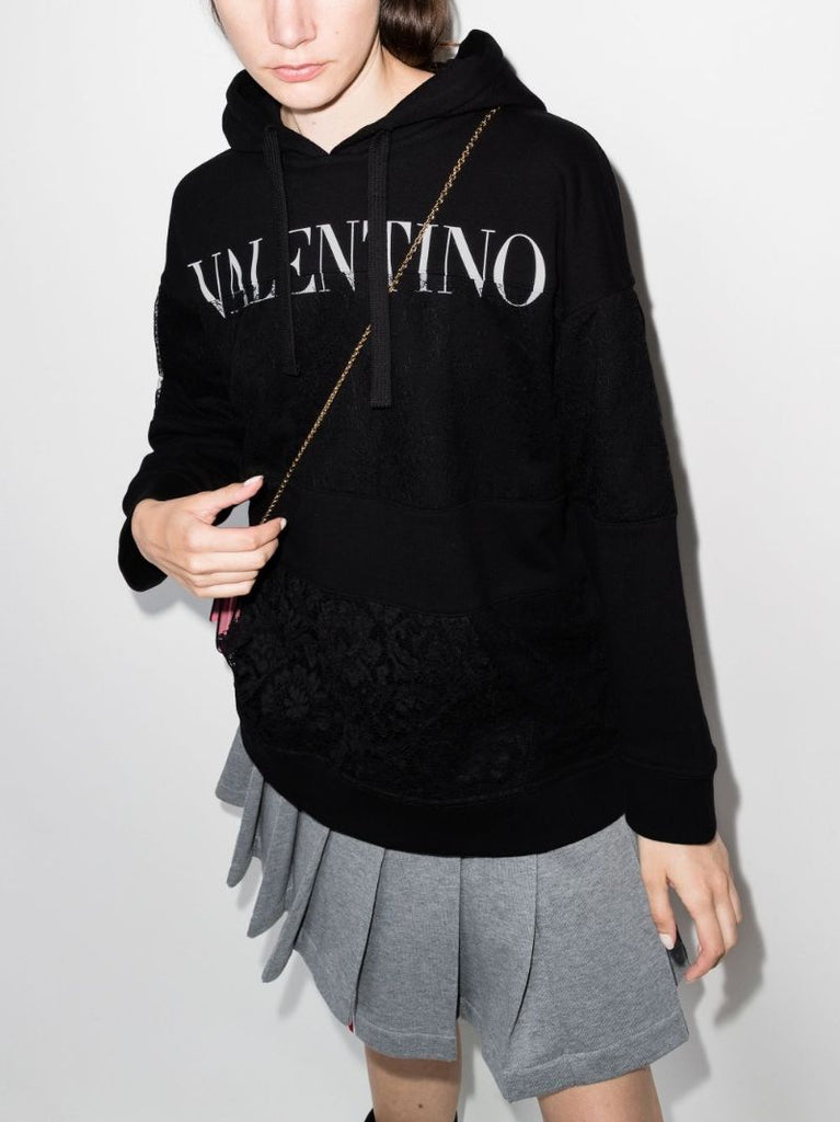 Logo Lace Cotton Hoodie