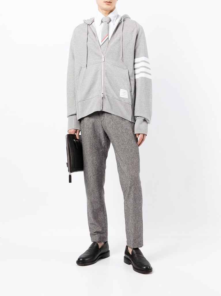 Grey 4-bar Zip-up Hoodie