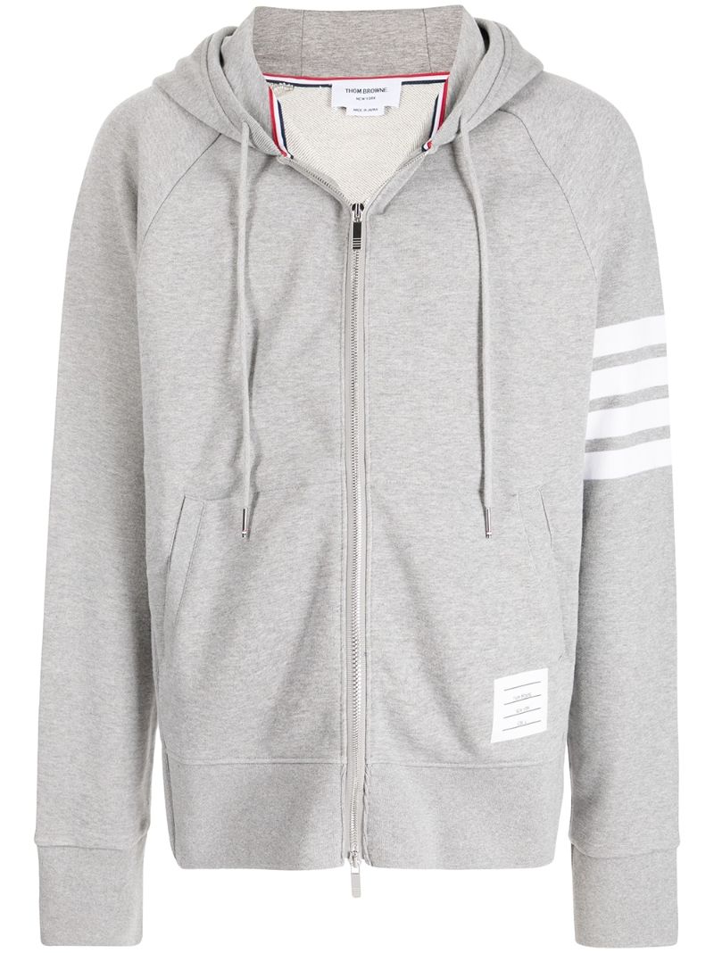 Grey 4-bar Zip-up Hoodie