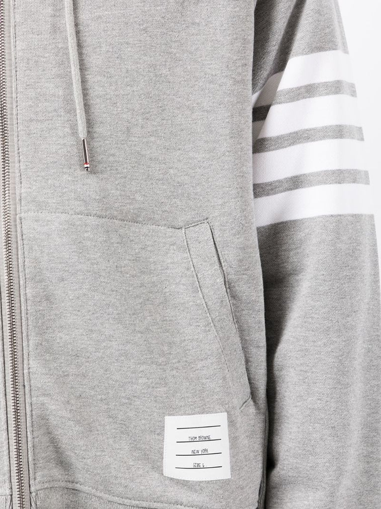Grey 4-bar Zip-up Hoodie