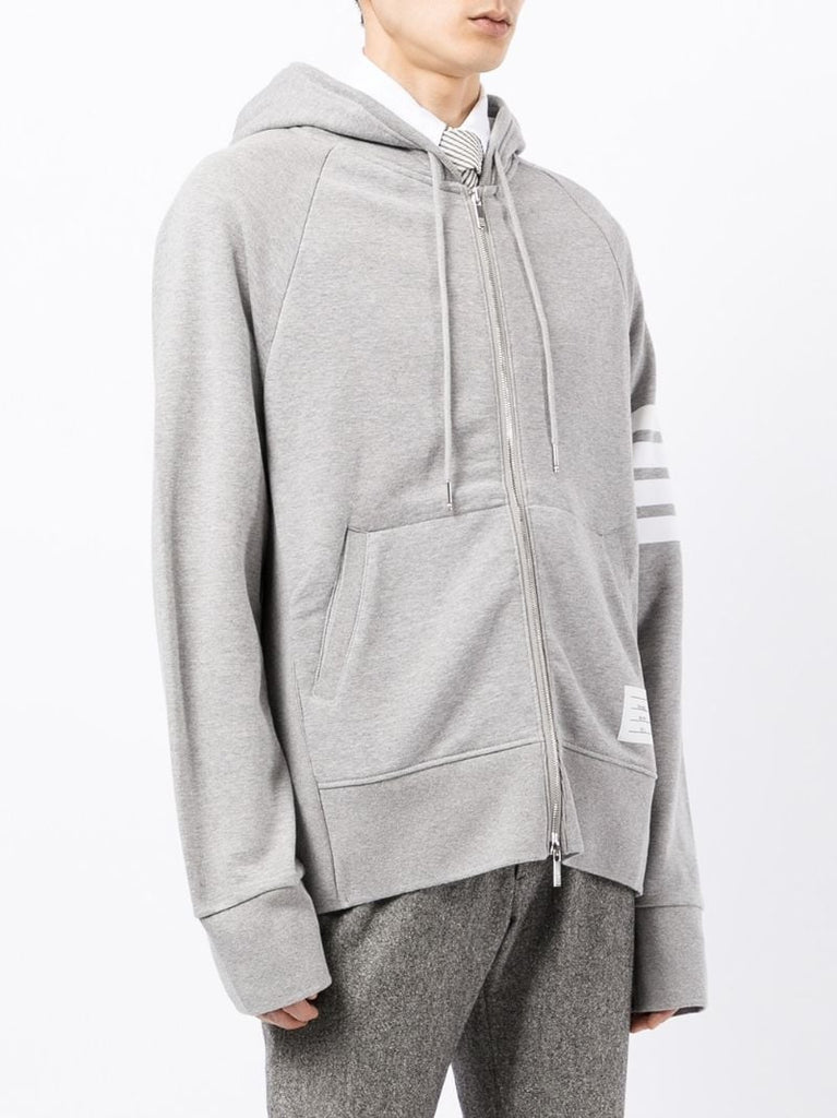 Grey 4-bar Zip-up Hoodie