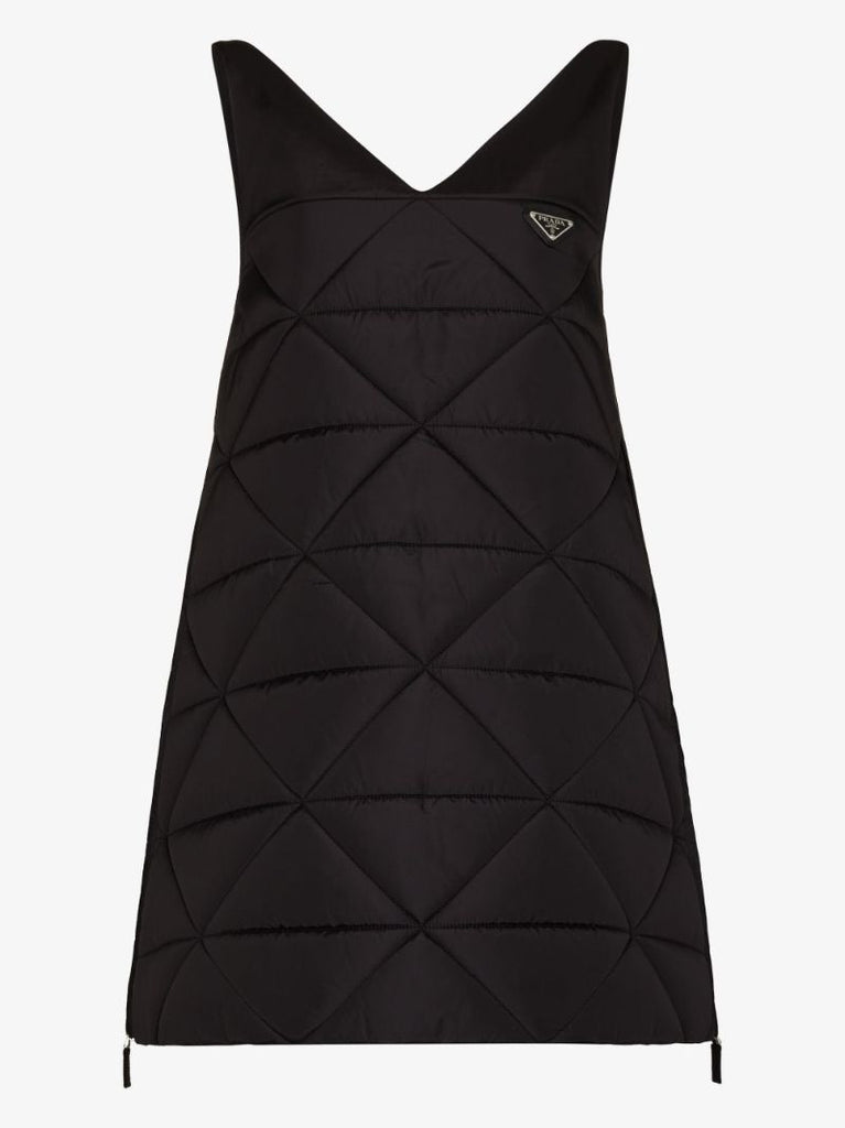 Quilted Logo Plaque Mini Dress
