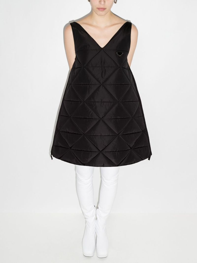 Quilted Logo Plaque Mini Dress