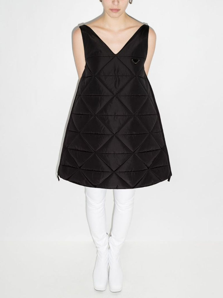 Quilted Logo Plaque Mini Dress