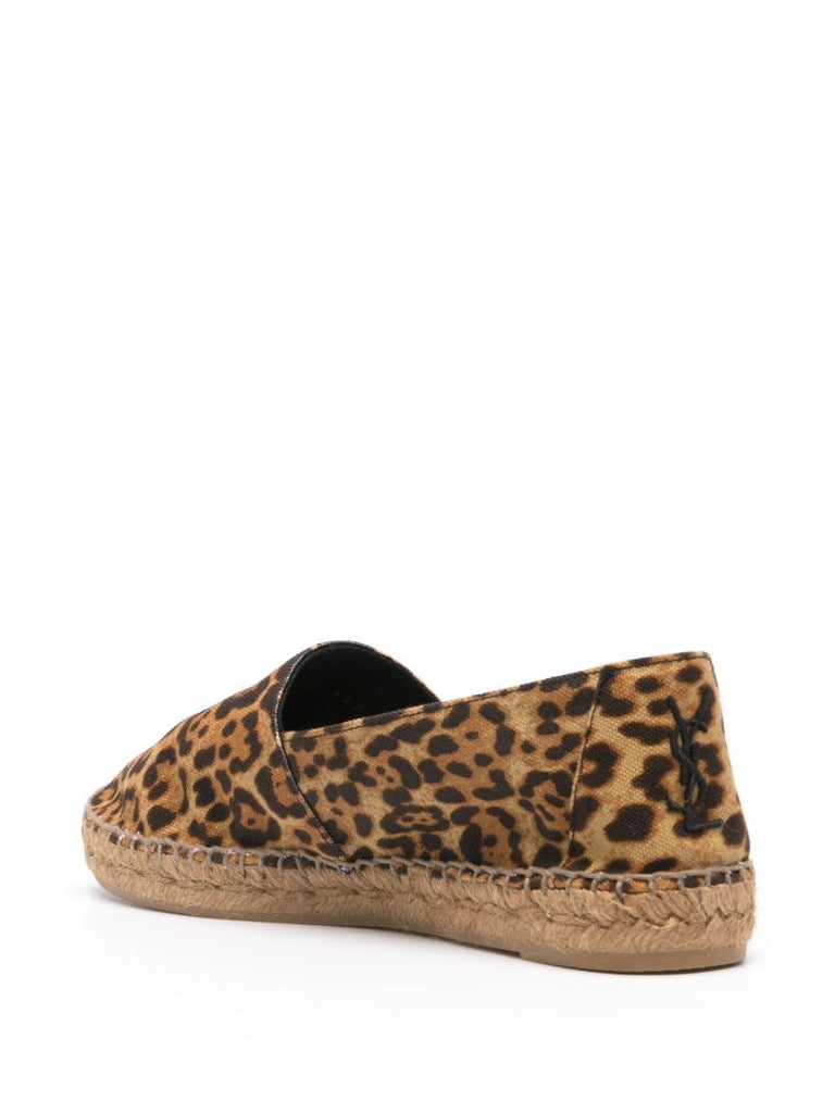 Brown Leopard Print Canvas Espadrilles