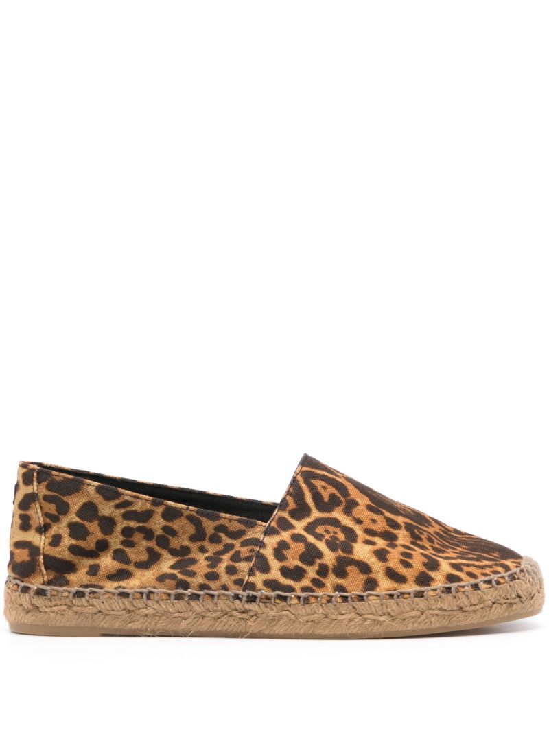 Brown Leopard Print Canvas Espadrilles