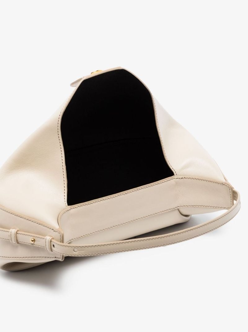 Neutral Fortune Cookie Leather Shoulder Bag