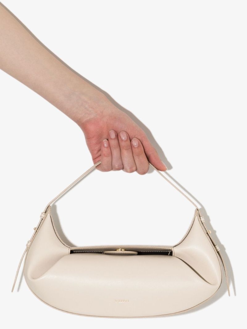 Neutral Fortune Cookie Leather Shoulder Bag