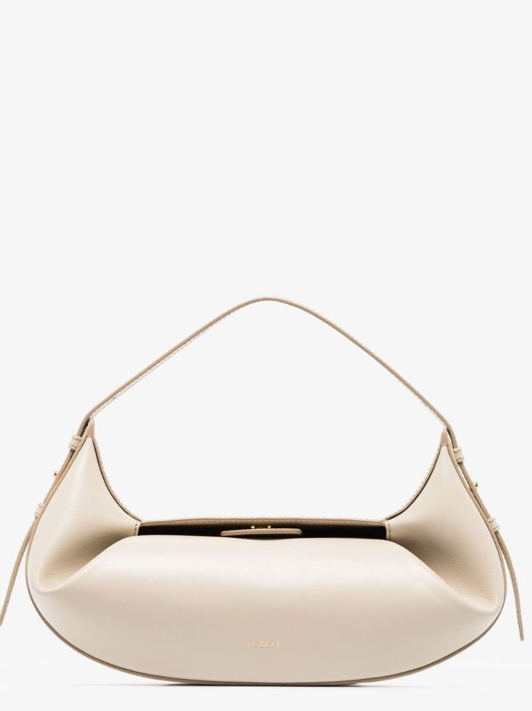 Neutral Fortune Cookie Leather Shoulder Bag
