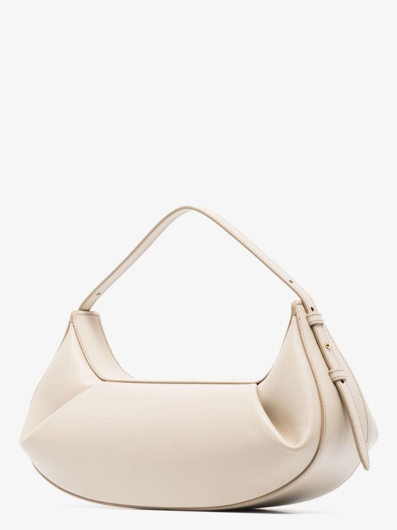 Neutral Fortune Cookie Leather Shoulder Bag