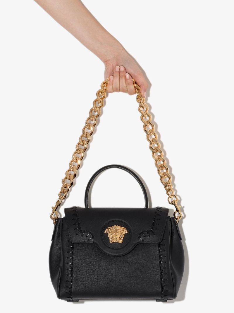 Black La Medusa Medium Leather Shoulder Bag