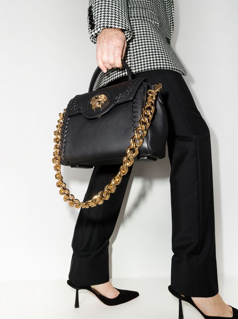 Black La Medusa Medium Leather Shoulder Bag