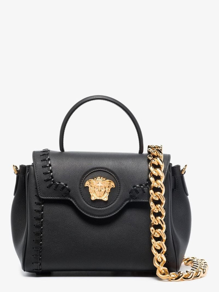 Black La Medusa Medium Leather Shoulder Bag
