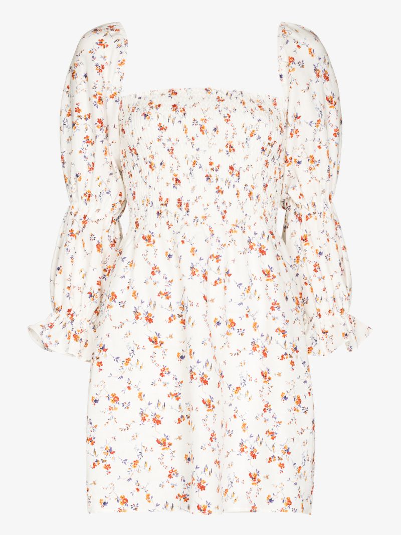 Zoya Floral Print Linen Mini Dress
