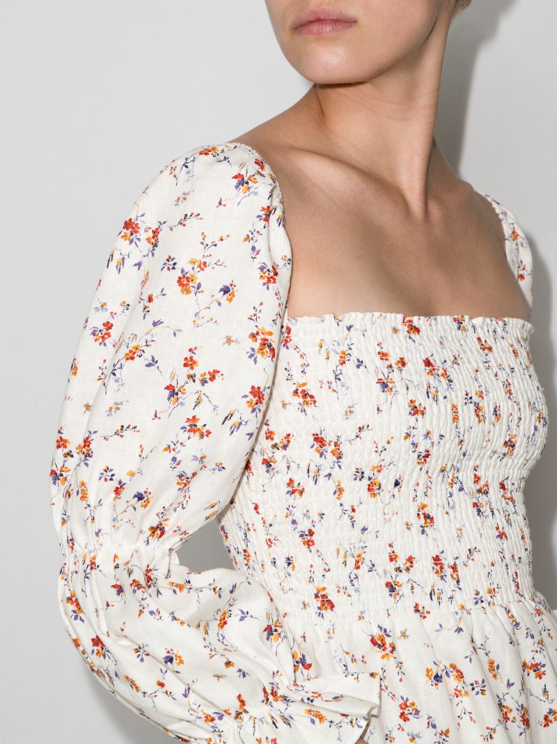 Zoya Floral Print Linen Mini Dress