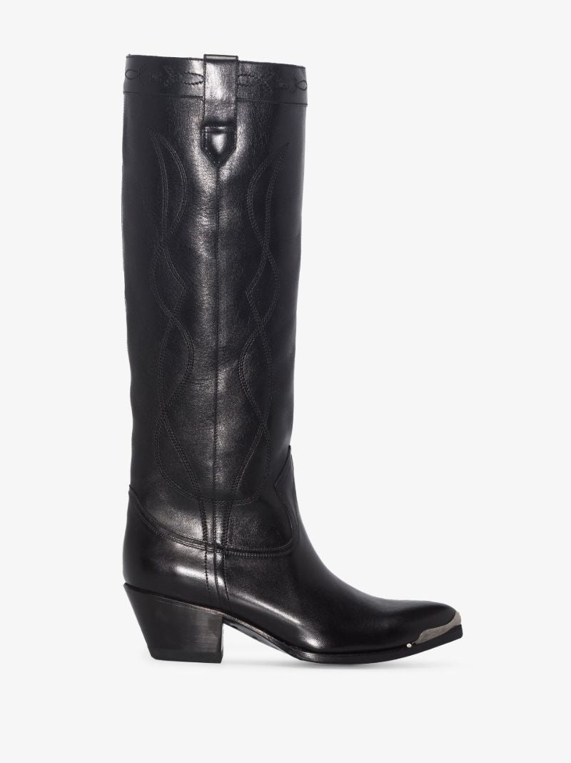 Black 50 Leather Western Boots