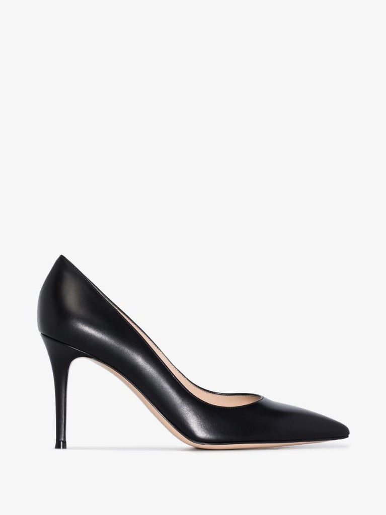 Black 85 Leather Pumps