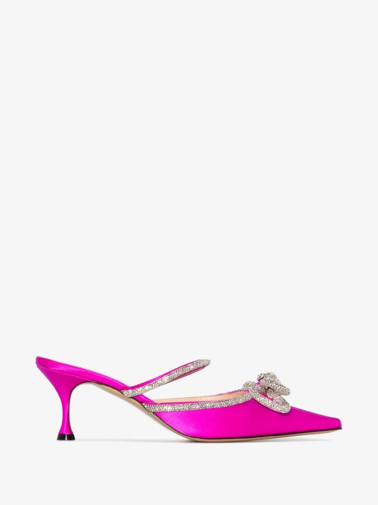 Pink Double Bow 65 Crystal Mules