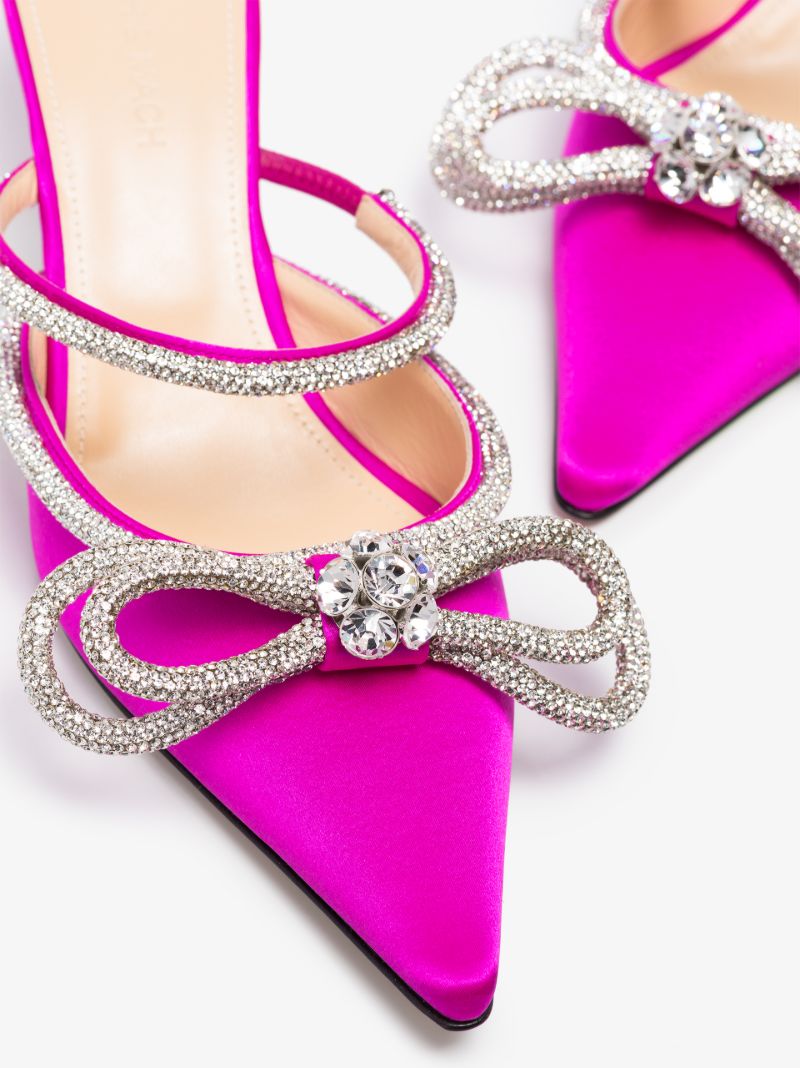 Pink Double Bow 65 Crystal Mules