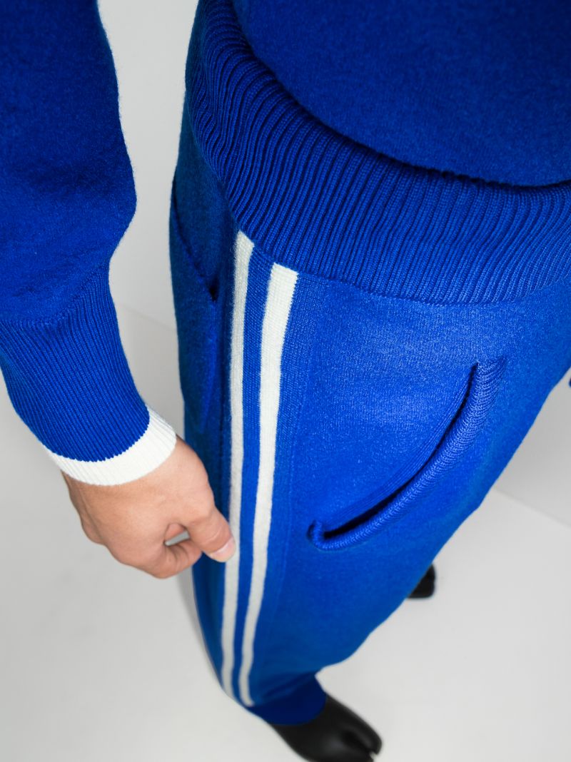 Blue Stripe Wool Track Pants
