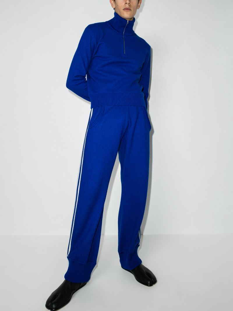 Blue Stripe Wool Track Pants