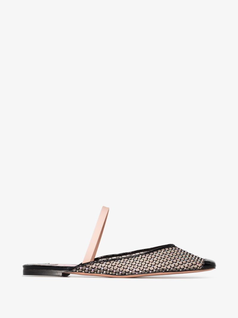 Black Drizella Crystal Vegan Leather Mules