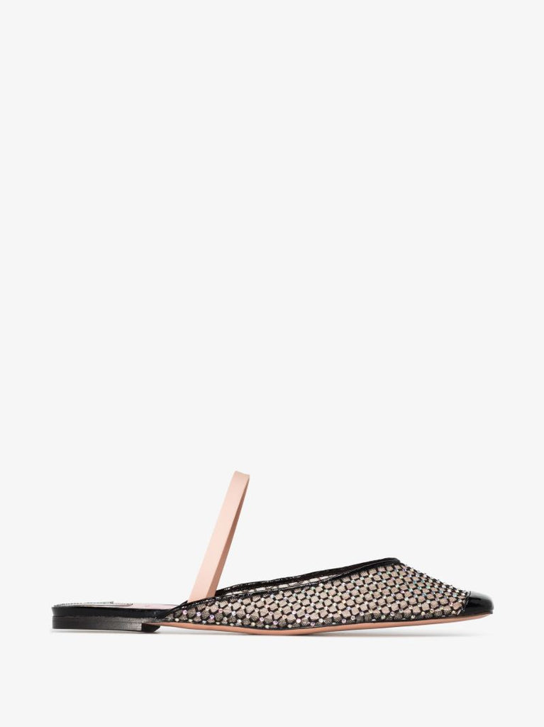 Black Drizella Crystal Vegan Leather Mules